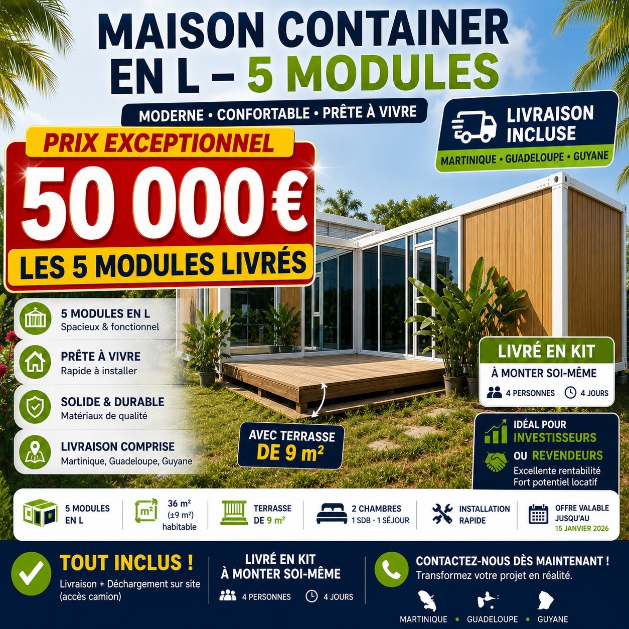 Maison container en L